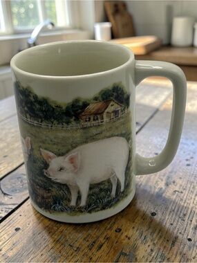VTG 80’s Otagiri Farm Life Country Pastoral Hog Pig Ceramic Coffee Mug Japan 8oz
